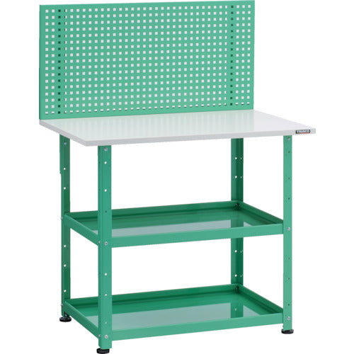 ＴＲＵＳＣＯ　小型ボルト式棚　バーディワゴンラック型　上部パンチングパネル　天板仕様　６００×４００×１３５２