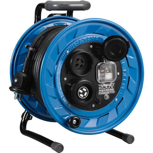 ハタヤ　三相２００Ｖ型屋外用コードリール　３０ｍ　アース・ブレーカー付