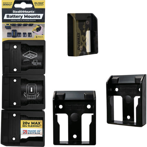 ステルスマウント　バッテリーマウントデウォルトＸＲ２０Ｖ用（６個入り）ブラック