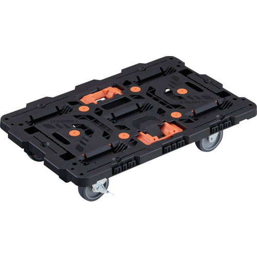 ＴＲＵＳＣＯ　連結式樹脂製平台車　ビートル　７００Ｘ４５０　自在３輪　内２輪ストッパー付　とめたろう付