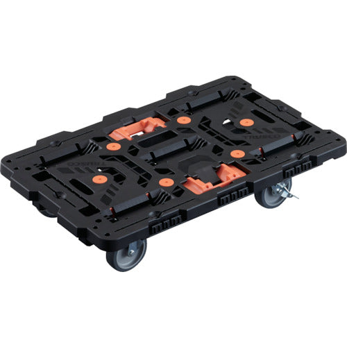 ＴＲＵＳＣＯ　連結式樹脂製平台車　ビートル　７００Ｘ４５０　自在５輪　内２輪ストッパー付　とめたろう付