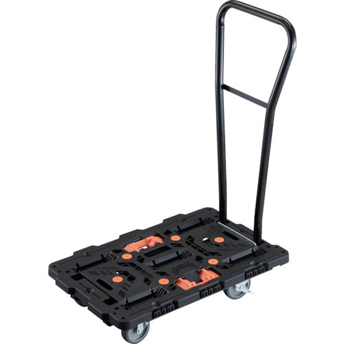 ＴＲＵＳＣＯ　連結式樹脂製平台車　ビートル　７００Ｘ４５０　自在５輪　内２輪ストッパー付　脱着式ハンドル付　とめたろう付