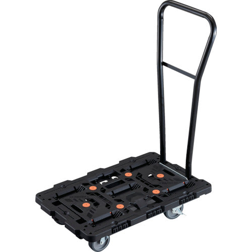 ＴＲＵＳＣＯ　連結式樹脂製平台車　ビートル　７００Ｘ４５０　自在５輪　内２輪ストッパー付　脱着式ハンドル付