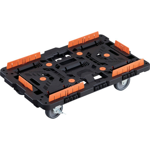 ＴＲＵＳＣＯ　連結式樹脂製平台車　ビートル　７００Ｘ４５０　自在３輪　内２輪ストッパー付　コボレ止めセット付