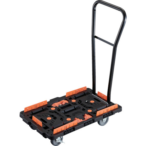 ＴＲＵＳＣＯ　連結式樹脂製平台車　ビートル　７００Ｘ４５０　自在３輪　内２輪ストッパー付　脱着式ハンドル付　コボレ止めセット　とめたろう付