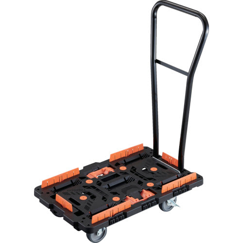 ＴＲＵＳＣＯ　連結式樹脂製平台車　ビートル　７００Ｘ４５０　自在５輪　内２輪ストッパー付　脱着式ハンドル付　コボレ止めセット　とめたろう付