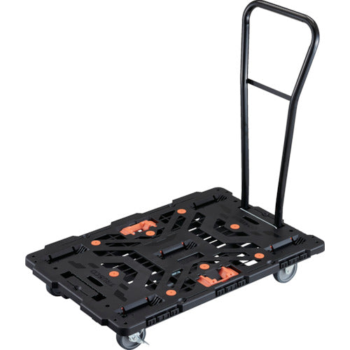 ＴＲＵＳＣＯ　連結式樹脂製平台車　ビートル　９００Ｘ６００　自在３輪　内２輪ストッパー付　脱着式ハンドル付　とめたろう付