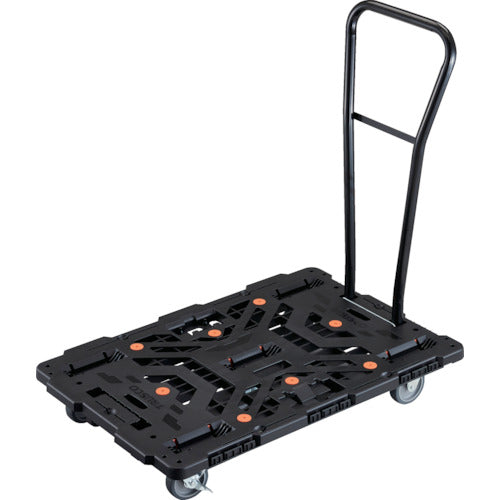 ＴＲＵＳＣＯ　連結式樹脂製平台車　ビートル　９００Ｘ６００　自在３輪　内２輪ストッパー付　脱着式ハンドル付