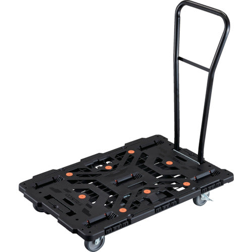ＴＲＵＳＣＯ　連結式樹脂製平台車　ビートル　９００Ｘ６００　自在５輪　内２輪ストッパー付　脱着式ハンドル付