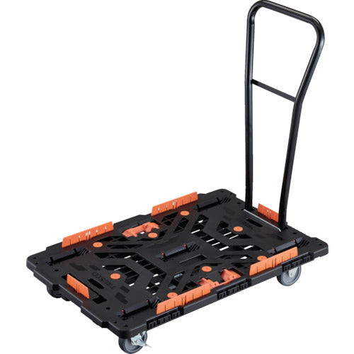 ＴＲＵＳＣＯ　連結式樹脂製平台車　ビートル　９００Ｘ６００　自在３輪　内２輪ストッパー付　脱着式ハンドル付　コボレ止めセット　とめたろう付