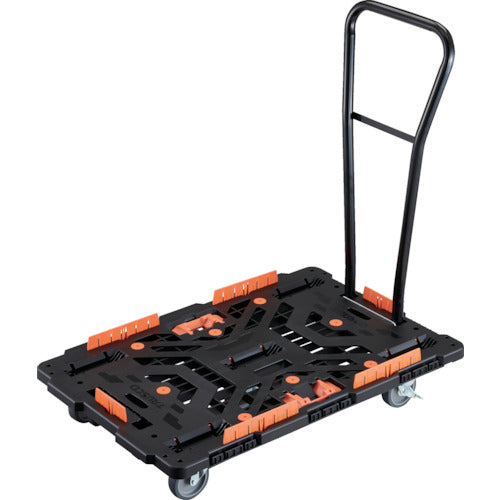 ＴＲＵＳＣＯ　連結式樹脂製平台車　ビートル　９００Ｘ６００　自在５輪　内２輪ストッパー付　脱着式ハンドル付　コボレ止めセット　とめたろう付