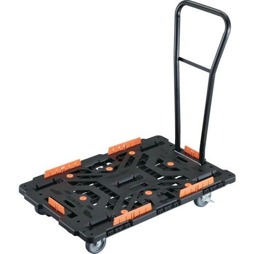 ＴＲＵＳＣＯ　連結式樹脂製平台車　ビートル　９００Ｘ６００　自在５輪　内２輪ストッパー付　脱着式ハンドル付　コボレ止めセット付