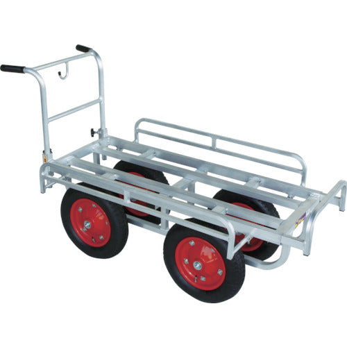 ＨＡＲＡＸ　アルミ製運搬車　愛菜号　１３×３Ｎノーパンクタイヤ　積載面１１００～１２５０×４２０～６２０ｍｍ