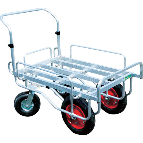 ＨＡＲＡＸ　アルミ製運搬車　愛菜号　前輪１３×３Ｔ後輪３５０×４エアー入２輪自在タイプ　積載面９５０～１１５０×７００～９６０ｍｍ