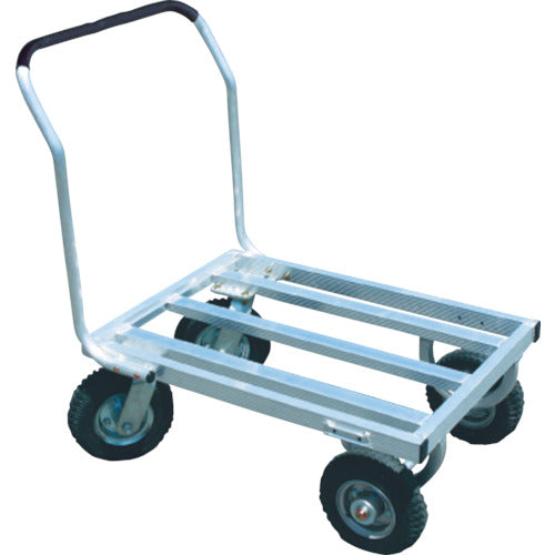 ＨＡＲＡＸ　アルミ製運搬車　愛菜号　２５０−４エアー入タイヤ２輪自在タイプ　積載面７５０×５３５ｍｍ