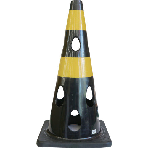 ＣＡＲ−ＢＯＹ　点滅灯設置可能タイプ（上部切り欠き加工あり）　穴あきコーン　反射イエロー　ブラック