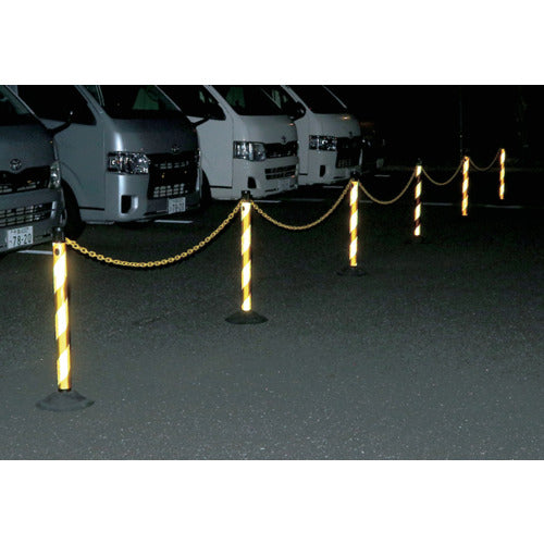 ＣＡＲ−ＢＯＹ　チェーンスタンド　カラープラポール２．５ｍチェーン入りポールセット　トラ柄反射