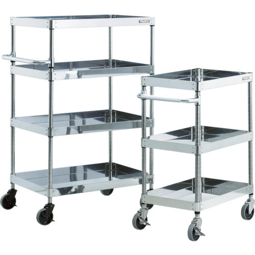 ＴＲＵＳＣＯ　ステンレスワゴン　クリーンフェニックスワゴン　ＳＵＳ３０４　Ｗ６００×Ｄ４００×Ｈ８８０　３段　スチール金具
