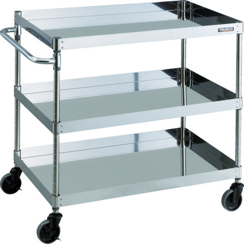 ＴＲＵＳＣＯ　ステンレス製ワゴン　クリーンフェニックスワゴン　ＳＵＳ４３０　Ｗ９００×Ｄ６００×Ｈ８８０　３段