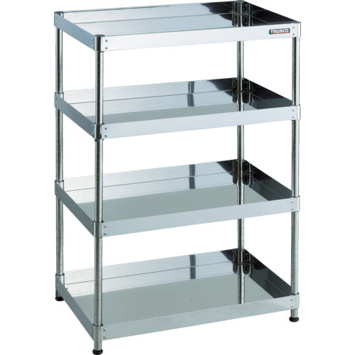 ＴＲＵＳＣＯ　ステンレス製ワゴン　クリーンフェニックスワゴン　ＳＵＳ４３０　ラック型　Ｗ７５０×Ｄ５００×Ｈ１０９２　４段