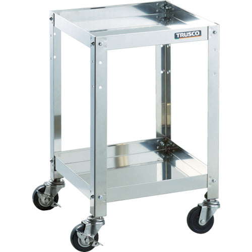 ＴＲＵＳＣＯ　ステンレスワゴン　クリーンラビット　７５φ導電車ＳＵＳ金具　５００×５００×Ｈ６００　２段