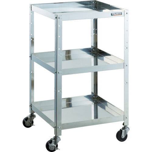 ＴＲＵＳＣＯ　ステンレスワゴン　クリーンラビット　７５φ導電車ＳＵＳ金具ハンドル付　引出付