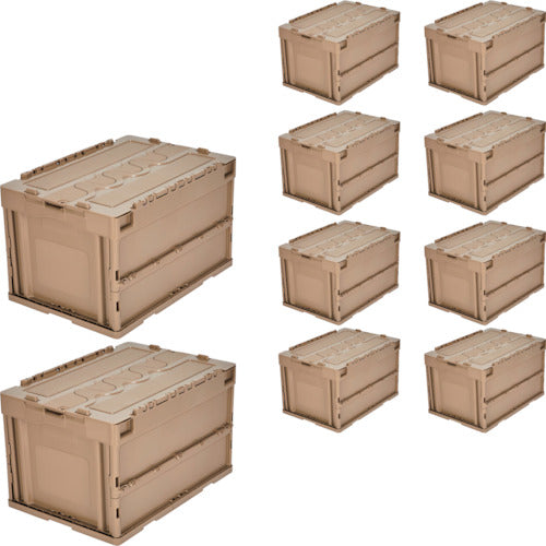 ＴＲＵＳＣＯ　【まとめ買い】オリコン　蓋つき折りたたみコンテナ　５０Ｌ　コヨーテ　１０個