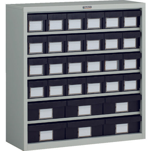 ＴＲＵＳＣＯ　コンテナラックケース　バンラックケース　Ｍ型　導電引出小Ｘ２４　大Ｘ６個