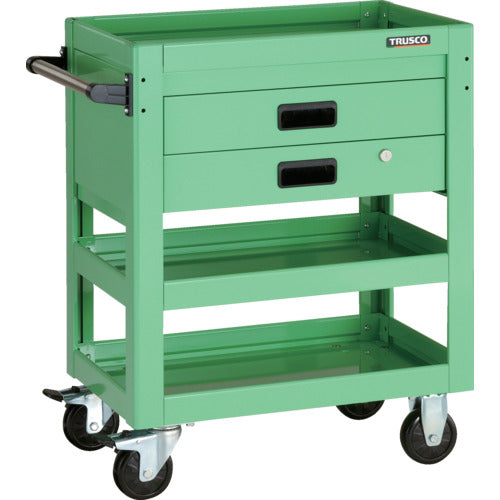 ＴＲＵＳＣＯ　ツールワゴン　ドルフィン　６００Ｘ４００　２段引出　ヤンググリーン