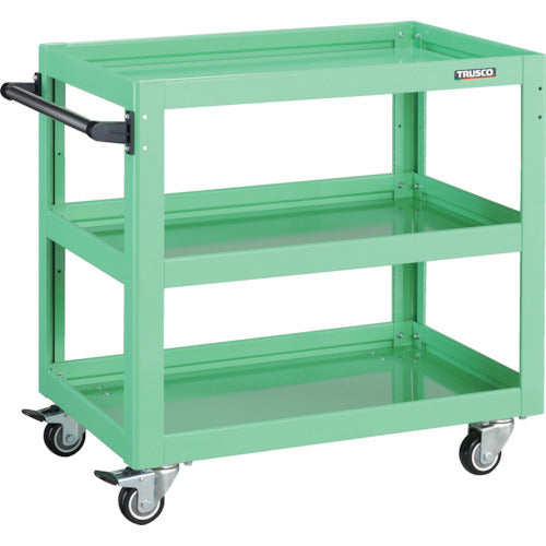 ＴＲＵＳＣＯ　ツールワゴン　ドルフィン　７５０×５００　４輪自在　ウレタン車輪　ヤンググリーン
