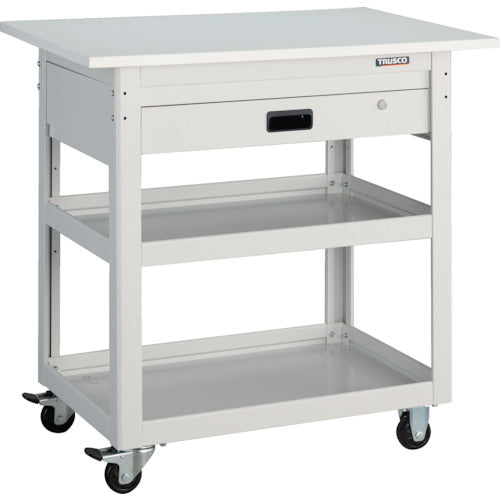 ＴＲＵＳＣＯ　ツールワゴン　ドルフィン　天板付　７５０Ｘ５００　１段引出　ホワイト