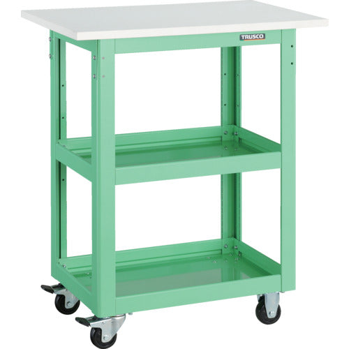 ＴＲＵＳＣＯ　ツールワゴン　ドルフィン　天板付　７５０Ｘ５００　ヤンググリーン
