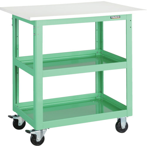 ＴＲＵＳＣＯ　ツールワゴン　ドルフィン　天板付　９００Ｘ６００　ヤンググリーン