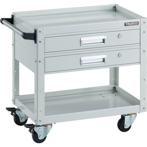 ＴＲＵＳＣＯ　ツールワゴン　イーグルワゴン　６００Ｘ４００　引出２段付　４輪自在　ホワイト