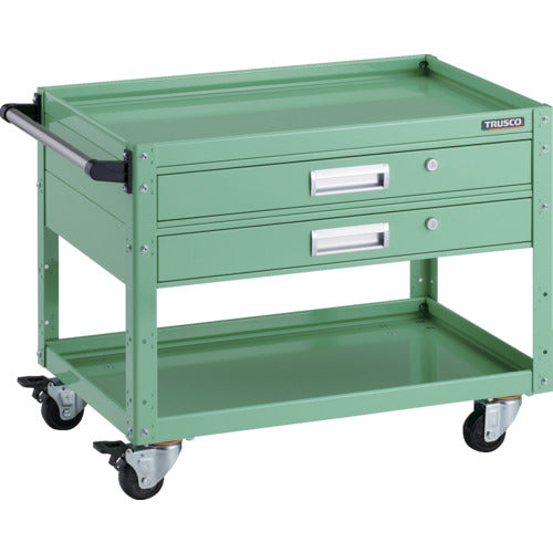 ＴＲＵＳＣＯ　ツールワゴン　イーグルワゴン　７５０Ｘ５００　引出付　４輪自在　ヤンググリーン