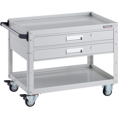 ＴＲＵＳＣＯ　ツールワゴン　イーグルワゴン　７５０×５００×Ｈ６００　２段引出付　ウレタン車輪　ホワイト