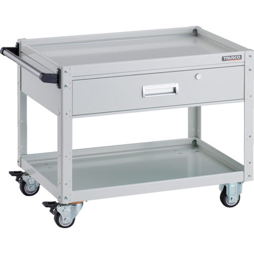 ＴＲＵＳＣＯ　ツールワゴン　イーグルワゴン　７５０×５００　深型１段引出付　ウレタン車輪　ホワイト