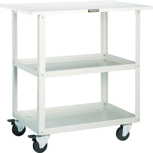 ＴＲＵＳＣＯ　ツールワゴン　イーグルワゴン　６００×４００×Ｈ９００　天板付　４輪自在　ホワイト