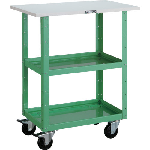 ＴＲＵＳＣＯ　ツールワゴン　イーグルワゴン　６００×４００×Ｈ９００　天板付　４輪自在　ヤンググリーン