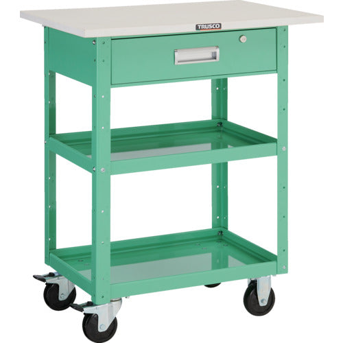 ＴＲＵＳＣＯ　ツールワゴン　イーグルワゴン　６００Ｘ４００　天板　深型１段引出付　ヤンググリーン