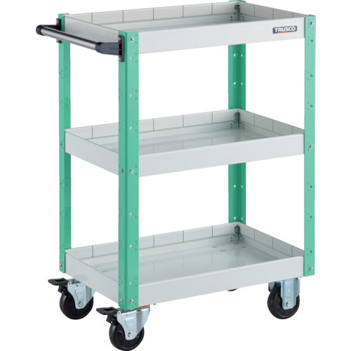 ＴＲＵＳＣＯ　ツールワゴン　イーグルワゴン　６００Ｘ４００ＸＨ８８０　深型３段　ホワイト／ヤンググリーン