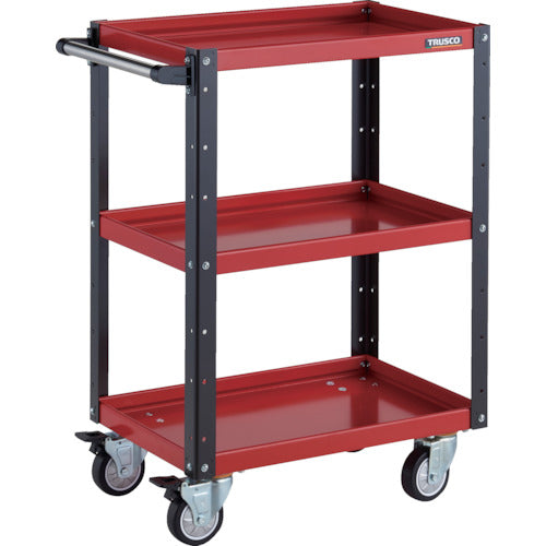 ＴＲＵＳＣＯ　ツールワゴン　イーグルワゴン　６００Ｘ４００ＸＨ８８０　４輪自在　ウレタン車輪　レッド／ブラック