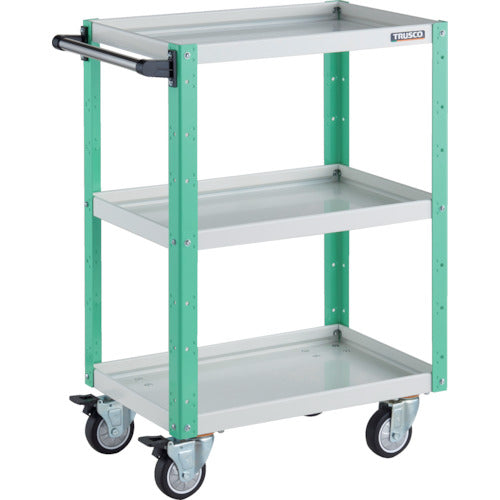 ＴＲＵＳＣＯ　ツールワゴン　イーグルワゴン　６００Ｘ４００ＸＨ８８０　４輪自在　ウレタン車輪　ホワイト／ヤンググリーン