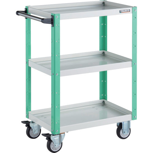 ＴＲＵＳＣＯ　ツールワゴン　イーグルワゴン　６００Ｘ４００ＸＨ８８０　ウレタン車輪　ホワイト／ヤンググリーン