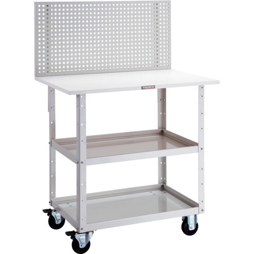 ＴＲＵＳＣＯ　ツールワゴン　イーグルワゴン　上部パンチングパネル　天板仕様　６００×４００×１３５２　ホワイト