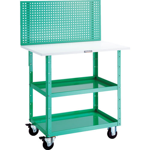 ＴＲＵＳＣＯ　ツールワゴン　イーグルワゴン　上部パンチングパネル　天板仕様　６００×４００×１３５２　ヤンググリーン