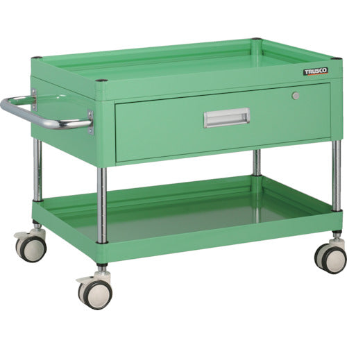 ＴＲＵＳＣＯ　ツールワゴン　ファルコンワゴン　１段引出付　７５０×５００　ウレタン双輪　ヤンググリーン