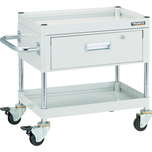 ＴＲＵＳＣＯ　ツールワゴン　ファルコンワゴン７５０Ｘ５００　１段引出付　ゴム車輪　ホワイト