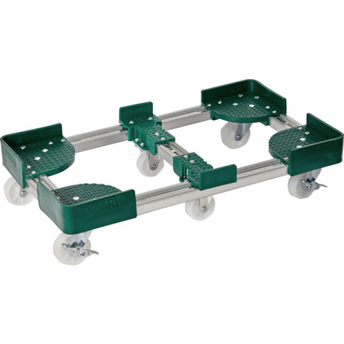 ＴＲＵＳＣＯ　伸縮式コンテナ台車　内寸４００−５００Ｘ８００−９００　ストッパー付