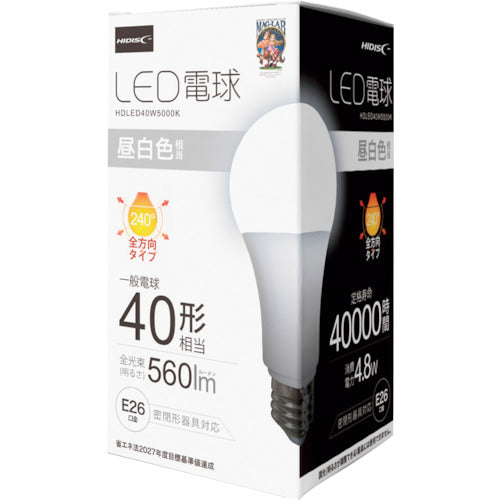 ハイディスク　ＬＥＤ電球（一般電球４０形相当）昼白色